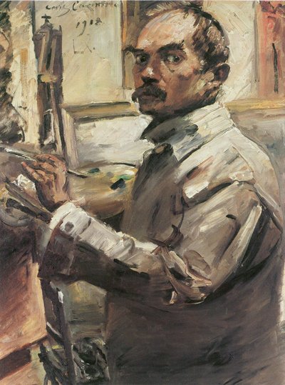 Self-Portrait in a White Coat by Lovis Corinth